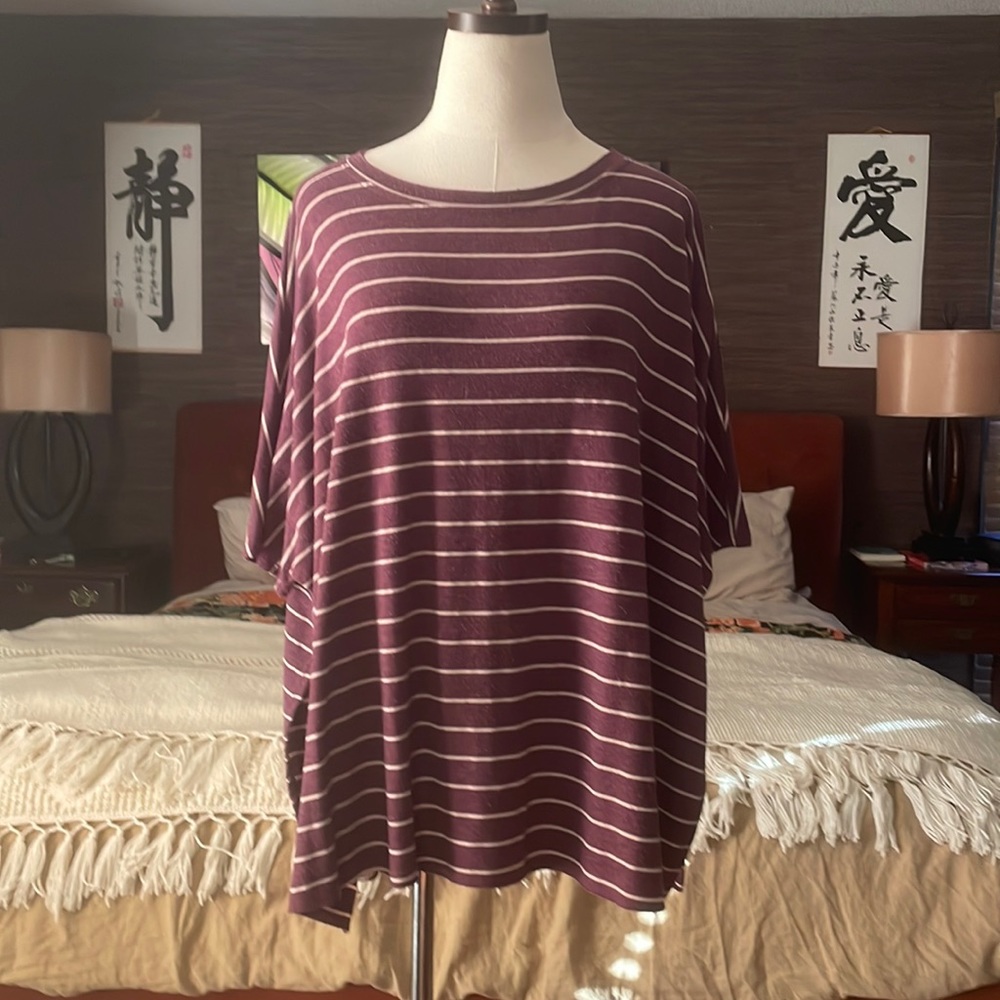 Cotton Bleu striped oversized open side tee